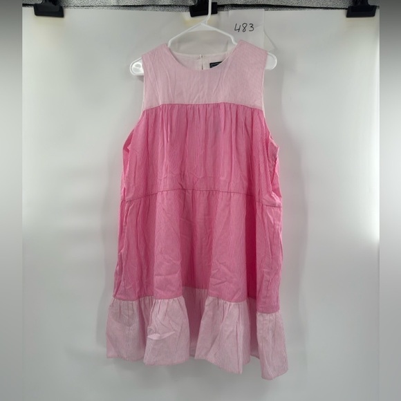 Duffield Lane Adele pink striped cotton dress sleeveless size XL - Picture 2 of 13